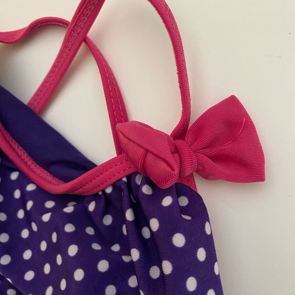 EPK Purple White Polka Dot Print Ruffle Front One-piece Swimsuit Size 12 Months - Picture 2 of 7
